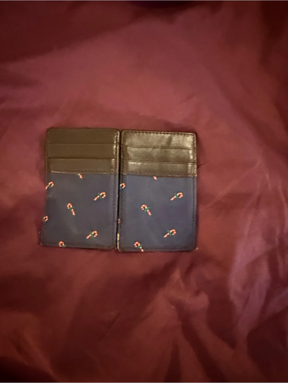 J.Crew Navy Candy Cane Magic Wallet Card Holder Holiday